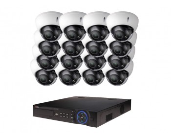 COMMERCIAL GRADE VISTA  IP SYSTEM INCLUDES 16 HD IP 3MP CAMERA  2.7 TO 12MM WITH MOTORIZED LENS NIGHT VISION RANGE 120', HD-NVR WITH 3TB HARD DRIVE WITH POE & 16 CABLES
